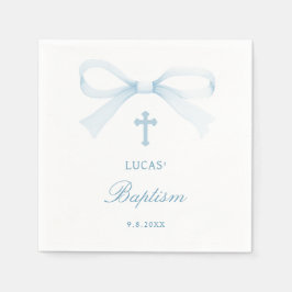 Aquarell Blau Schleife Taufe Serviette