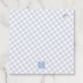 Aquarell Blau Storch Gingham Monogrammwappen Geschenkanhänger (Rückseite)