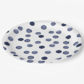 Aquarell Blau Tupfen Pappteller (Schrägansicht)