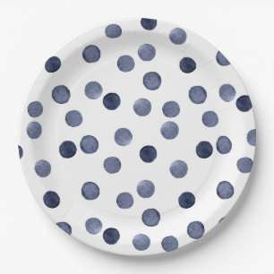 Aquarell Blau Tupfen Pappteller