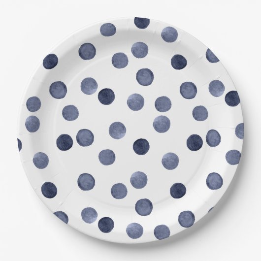 Aquarell Blau Tupfen Pappteller (Vorderseite)