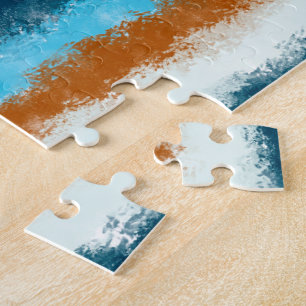 Aquarell Blau und Braune Linien Puzzle
