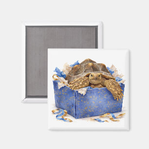 Aquarell Blau und Gold Geburtstagsgeschenk Schildk Magnet