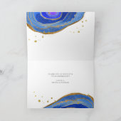 Aquarell Blau und Gold Geode | Hochzeit Dankeskarte (Innenseite)