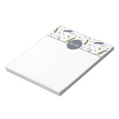 Aquarell Blau und Grün Golf Muster Monogramm Notizblock (Rotiert)