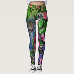 Aquarell, blau und lila, Anemone Aquarell Leggings
