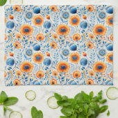 Aquarell Blau und Orangefarbene Küche Handtuch (Gefaltet)