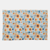 Aquarell Blau und Orangefarbene Küche Handtuch (Horizontal)