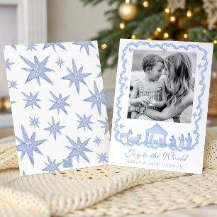 Aquarell Blau Weihnachten Geburt Christi