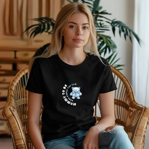 Aquarell blau weiß Babyparty Junge Bär schwarz T-Shirt