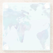 Aquarell-Blau-Weltkarte Glasuntersetzer (Rückseite)