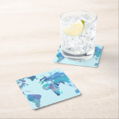 Aquarell-Blau-Weltkarte Rechteckiger Pappuntersetzer (Vor Ort)