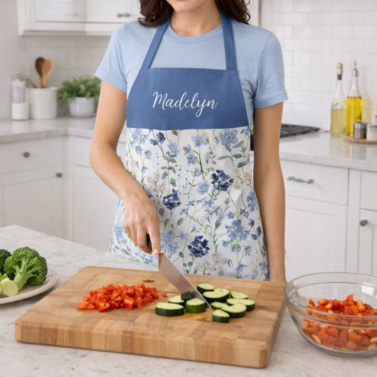 Aquarell Blau Wildblume Benutzername Schürze