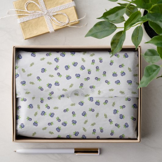 Aquarell Blaubeer Blumenmuster Seidenpapier (Geschenk)
