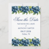 Aquarell Blaubeer-Hochzeit "Save the Date" Einladung (Vorderseite)