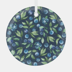 Aquarell Blaubeere Dunkler Hintergrund Muster Ornament Aus Glas
