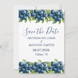 Aquarell Blaubeere Hochzeit Save the Date Einladung