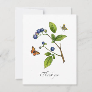 Aquarell Blaubeeren Flache Dankeskarten Dankeskarte