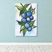 Aquarell Blaubeeren Leinwanddruck (Insitu (Holzboden))