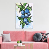 Aquarell Blaubeeren Leinwanddruck (Insitu (Wohnzimmer))