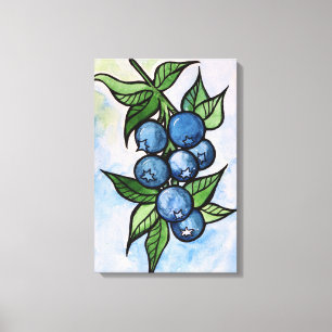 Aquarell Blaubeeren Leinwanddruck
