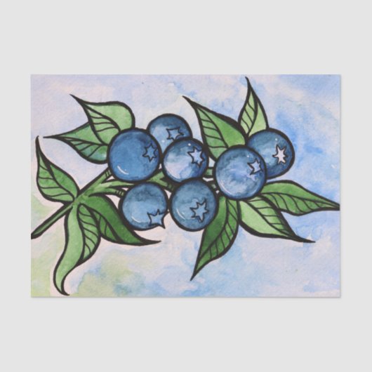 Aquarell Blaubeeren Seidenpapier (Vorderseite)