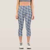 Aquarell Blaue Heron Vogelart Capri Leggings (Vorderseite)