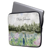 Aquarell Blaue Lila Blume Wilhelm Tell Laptopschutzhülle (Vorderseite Links)