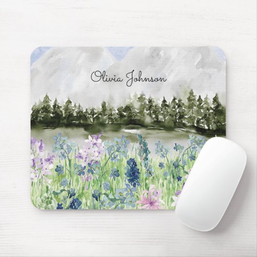 Aquarell Blaue Lila Blume Wilhelm Tell Mousepad (Mit Mouse)