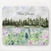 Aquarell Blaue Lila Blume Wilhelm Tell Mousepad (Vorne)