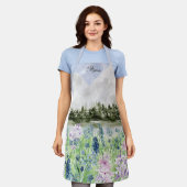 Aquarell Blaue Lila Blume Wilhelm Tell Schürze (Getragen)