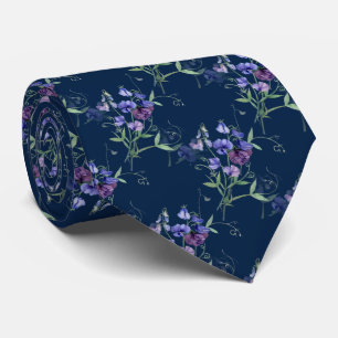 Aquarell Blaue Platterbsen Garden Blume Muster Krawatte