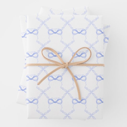 Aquarell Blaue Schleifen Geschenkpapier Set (Beispiel)