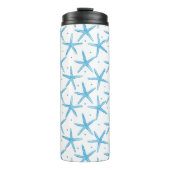 Aquarell-blaue Seesternchen-Vereinbarung Thermosbecher (Vorderseite)