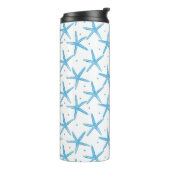 Aquarell-blaue Seesternchen-Vereinbarung Thermosbecher (Nach links gedreht)