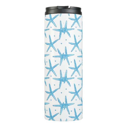 Aquarell-blaue Seesternchen-Vereinbarung Thermosbecher (Rückseite)