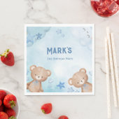 Aquarell Blaue Teddybären Serviette (Beispiel)