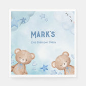 Aquarell Blaue Teddybären Serviette (Vorderseite)