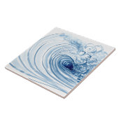 Aquarell-blaue Wellen-zeitgenössischer moderner Fliese (Seite)