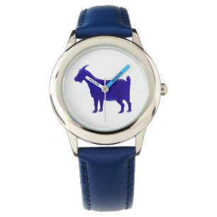 Aquarell-blaue Ziegen-Uhr Armbanduhr