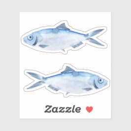 Aquarell Blauer Fisch Vinyl Sticker