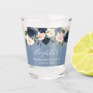 Aquarell Blauer Junggeselinnen-Abschied Schnapsglas