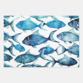 Aquarell Blauer Ozean | Kindermuster Geschenkpapier Set (Vorderseite 2)