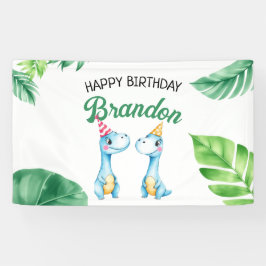 Aquarell Blauer Trex Grüne Kinder 3. Geburtstag Banner