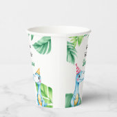 Aquarell Blauer Trex Grüne Kinder 3. Geburtstag Pappbecher (Rechts)