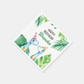 Aquarell Blauer Trex Grüne Kinder 3. Geburtstag Serviette (Ecke)