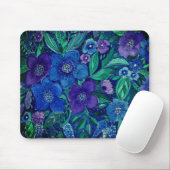 Aquarell, blaues Blumenmousepad Mousepad (Mit Mouse)