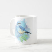 Aquarell Blaues Gartenvogel Kunst Kaffeetasse (Vorderseite Links)
