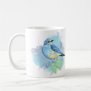 Aquarell Blaues Gartenvogel Kunst Kaffeetasse