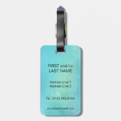 Aquarell-blaues Grün-Monogramm-Buchstabe-Initiale Gepäckanhänger (Rückseite vertikal)